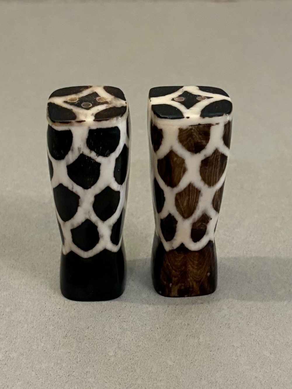 Black & Brown Bone Patterned Salt and Pepper Shakers